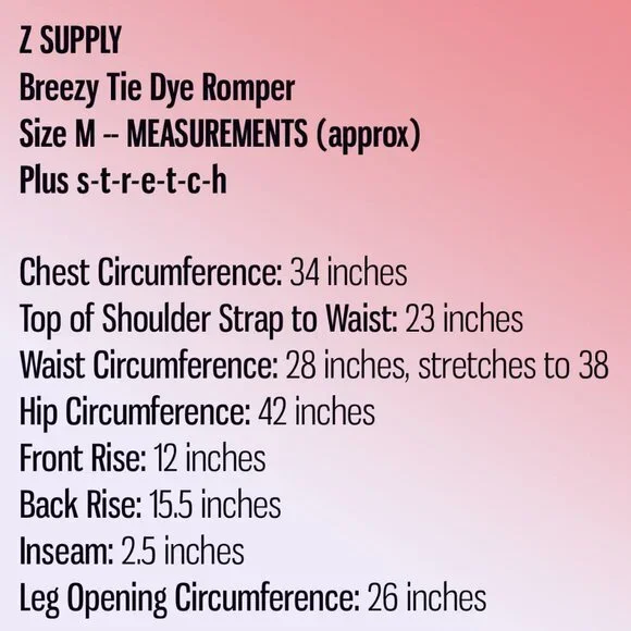 Z Supply Breezy Tie Dye Romper Organic Cotton NEW WITH TAGS Lounge - Picture 14 of 16